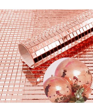 REDODEDO 2400pcs Real Glass Rose Gold Mirrors Mosaic Tiles Sticker for Craft Square Glass Tiles Self Adhesive 5mm by 5mm (Rose Gold)
