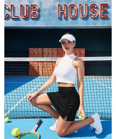 Ekouaer Women's Active Performance Skort - Black, Large | Ideal for Running, Tennis, Golf & Workout - Buy Online on GoSupps.com