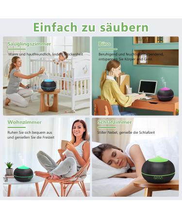 Buy 400ml Aroma Diffuser - Essential Oils Humidifier for Bedroom & Office - Quiet Aromatherapy Wood Fragrance Lamp with Timer - Black - Buy Online on GoSupps.com