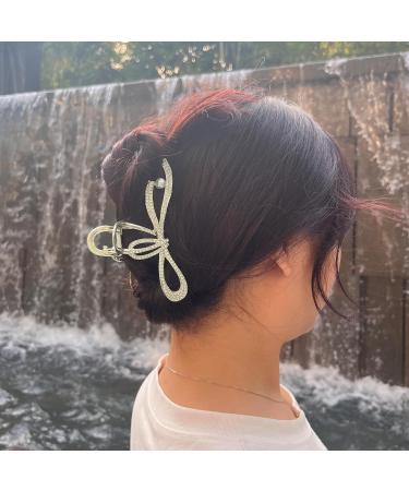 VOCOSTE Hair Clip Classic Rhinestone Bow Tie Hair Clip for Women Gold Tone - Buy Online on GoSupps.com