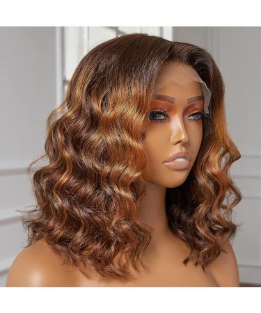 YASGRL 12 Loose Wave Ombre Human Hair Wig | Real HD Lace | Glueless & Pre-Plucked | 180 Density | 12 Inch Brown Ombre | Middle Part - Buy Online on GoSupps.com