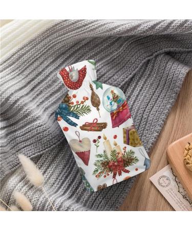 Christmas Hot Water Bottle with Plush Cover - Hand Warmer for Adults & Children | 26.5x15.3cm - Buy Online on GoSupps.com