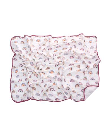 Miracle Baby muslin blanket swaddle Cotton Summer 110x150cm 115x150cm for Boys Girls Rainbow and Stars(two Layers) 110 x 150 cm