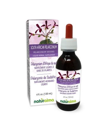 Naturalma South African Pelargonium or Umckaloaba (Pelargonium sidoides) Root Alcohol-Free Tincture - 4 fl oz Liquid Extract in Drops - Herbal Supplement - Vegan Alcohol-free 4 Fl Oz (Pack of 1)