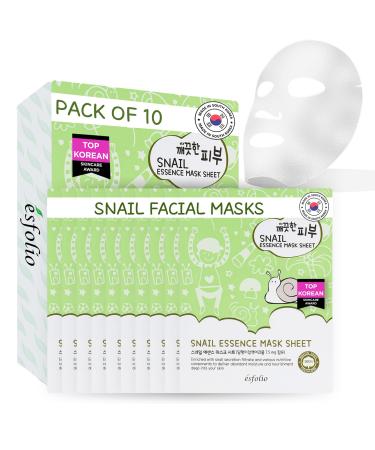 Esfolio Pure Skin Escargot Essence Masque Visage Bo te de 10 masques 334 5 g Elasticity Hydration Nourishment