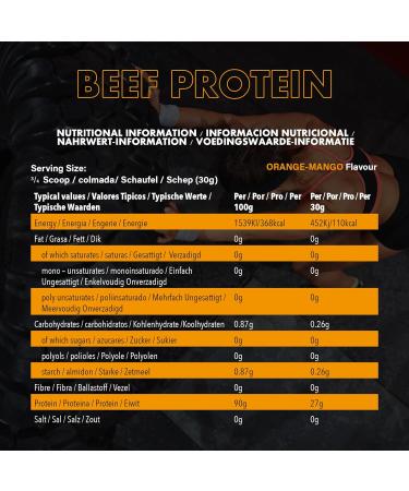 NXT Beef Protein Isolate 540g - High Protein Powder in Natural Amino Acids - Paleo Keto Friendly - Dairy and Gluten Free | 540g | Mango & Orange - Buy Online on GoSupps.com