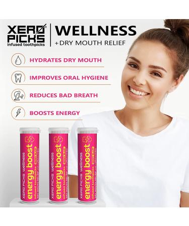 Xero Picks Wellness - Infused Flavored Toothpicks for Fresh Breath & Dry Mouth Prevention - 60 Picks (Berry Blast) - Energy Boost - 3 Pack - Buy Online on GoSupps.com