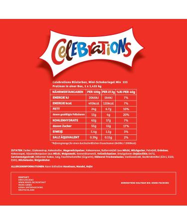 Celebrations Blister Box - Mini Chocolate Bar Mix | Large 1.4kg Pack | Perfect Party Gift | 160 Chocolates - Buy Online on GoSupps.com