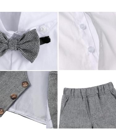 Mint Green 4pcs Baby Boy Gentleman Suit Set | Shirt, Bowtie, Waistcoat, Trousers, Hat | 2-3 Years Grey Black - Buy Online on GoSupps.com