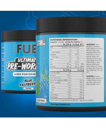 Applied Nutrition BodyFuel Pre Workout Powder - Boost Energy & Performance - Blue Raspberry (320g) - Buy Online on GoSupps.com