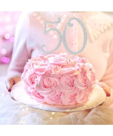 50 Cake Topper for 50th Birthday or Anniversary - Rhinestone Metal Party Decoration (Silver) - Buy Online on GoSupps.com