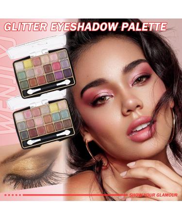 2PCS Glitter Smokey Eyeshadow Palette - Highly Pigmented Long Lasting Waterproof Makeup Gift Set for Women - Buy Online on GoSupps.com