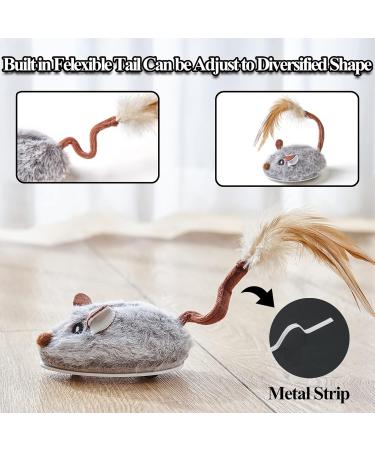 Vealind Electric Cat Toy Mouse - Interactive Toy with Feather Tail & USB Cable (Gray) - Fun for Cats & Kittens - Buy Online on GoSupps.com