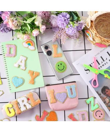 64PCS Adhesive Chenille Letter Patches - 2 Packs A-Z Varsity Alphabet Stickers for Clothes, Jackets, Backpacks - Mixed Color Felt Patches with Smile Face, Love Heart, Rainbow Designs - Buy Online on GoSupps.com