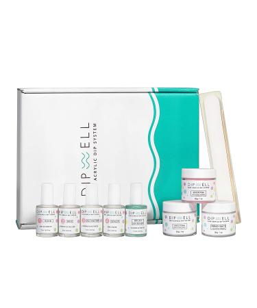 DipWell Nails Starter Dip Powder Nail Kit - French Set with Bond, Base, Activator, Sealer, Brush Softener + 3 Powder Jars - Buy Online on GoSupps.com
