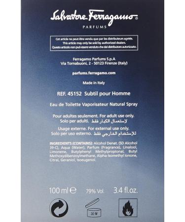 Salvatore Ferragamo Subtil EDT Spray for Men 3.4oz - Buy Online on GoSupps.com