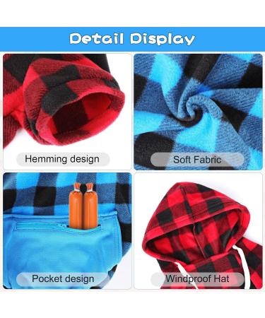 Sbayool Dog Hoodie Set - Casual Plaid Design with Zipper Pocket - Red/Blue - 2XL - Buy Online on GoSupps.com