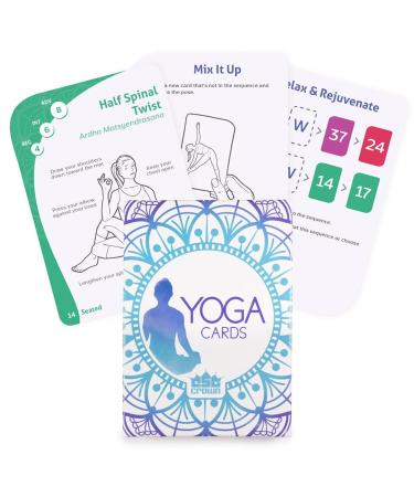 Yoga Cards | 63 Card Deck With Tips & Tricks as Well as Instructions | More Than 45 Essential Poses For Teaching Flexibility | Train, Meditate, and Relieve Stress with Easy To Follow Guides