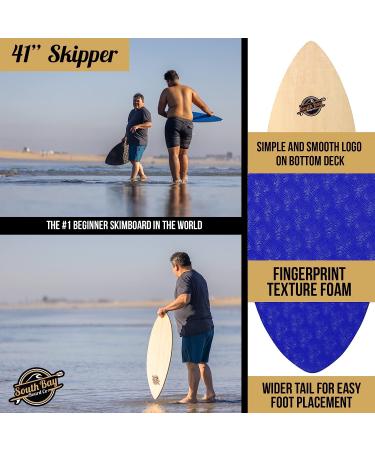 South Bay Board Co. 41/36 Skipper Skimboard - Kids' Beginners Skim Board - Durable Lightweight Wood Body with Foam Top Deck - Blue - Buy Online on GoSupps.com