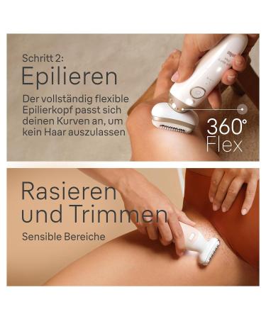 Braun Silk- pil 9 Flex Skinspa All-in-One Set - Women's Hair Remover & Facespa Face Hair Remover - Long-lasting 9-681 3D in White/Gold - Buy Online on GoSupps.com