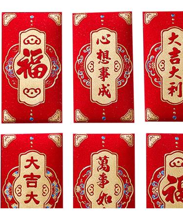 JAYIOLA 6pcs Chinese Lunar New Year Red Envelopes Rectangular Red Package Personalized Red Bag Dragon Year Hong Bao for Graduation Style G - Buy Online on GoSupps.com