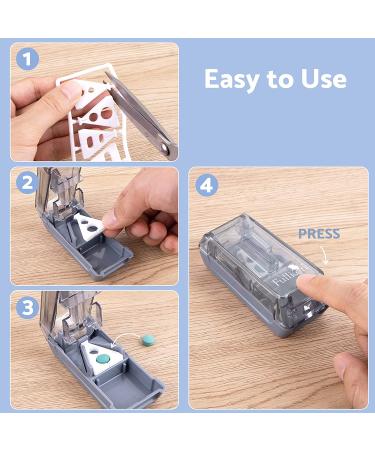 Fullicon Pill Cutter | V-Shape Holder | Sharp Blade Tablet Splitter | Large Pill Organizers | Grey - Buy Online on GoSupps.com