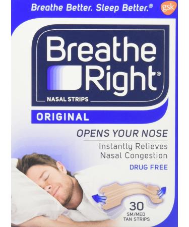 Breathe Right Nasal Strips Original Tan Small/Medium 30 ea