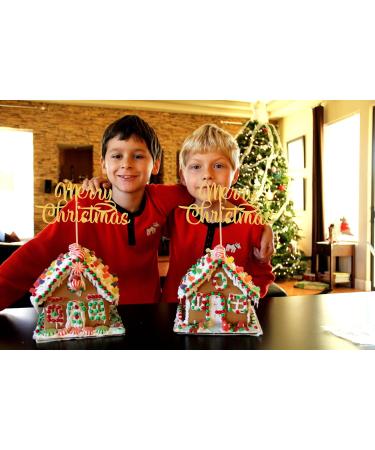 LeeLeeAn Merry Christmas Cake Topper - Gold Glitter Merry Christmas Cake Decoration Happy New Year Cake Topper Christmas Party Decoration Supplies Golden Glitter Winter Holiday Cake Decor (mc1) - Buy Online on GoSupps.com