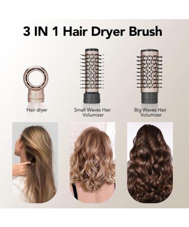 DAILYLIFE 3-in-1 Blow Dryer Brush - Ionic Hot Air Spin Brush Set for Smooth Frizz-Free Styling | 3 Temperature Settings Oval & Round Brushes International Shipping Available - Buy Online on GoSupps.com