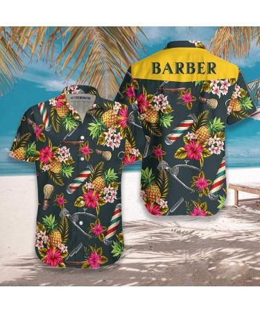 HYPERFAVOR Tropical Barber Shirts for Men- Casual Short Sleeve Barber Shirt Men- Unique Barber Hawaiian Shirts for Men 4X-Large V7 - Buy Online on GoSupps.com