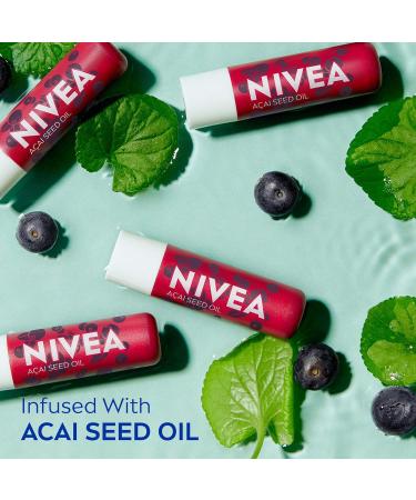 NIVEA Vegan Lip Care Acai Seed Oil & Shea Butter Lip Balm Stick 0.17 Oz (Pack of 4) - Buy Online on GoSupps.com