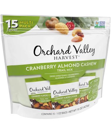 Orchard Valley Harvest Cranberry Almond Cashew Trail Mix - 1oz Bags (Pack of 15) | Non-GMO, No Artificial Ingredients - Buy Online on GoSupps.com