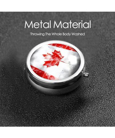 Retro Canada Flag Portable Metal Pill Box - 3-Compartment Travel Case for Small Pills | Hinged Design Ideal for On-the-Go Lifestyle - Buy Online on GoSupps.com