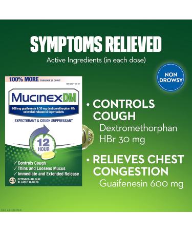 Mucinex DM 12-Hour Expectorant and Cough Suppressant Tablets 40 ct (Pack of 4) - Buy Online on GoSupps.com