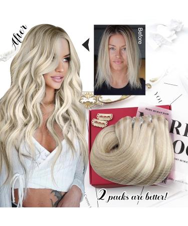Buy Moresoo Seamless Clip-in Hair Extensions - 7pcs Ash Blonde #P18/613 | Real Remy Hair 45cm 120g for Full Volume - Buy Online on GoSupps.com