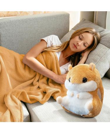 MUZIRI KINOKOO Brown Hamster Plush Pillow Blanket for TV Sofa Office Nap - Soft and Foldable Stuffed Toy Throw Blanket - Buy Online on GoSupps.com
