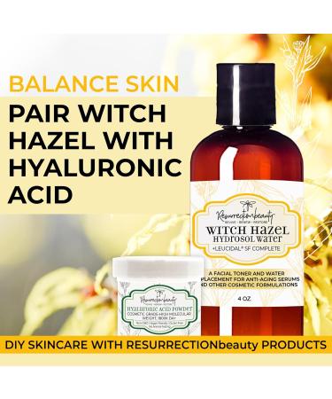 RESURRECTIONbeauty Alcohol Free Witch Hazel Hydrosol | Premium Facial Toner & Clay Mask Ingredient | 4oz - Ideal for DIY Hyaluronic Acid Serum - Buy Online on GoSupps.com