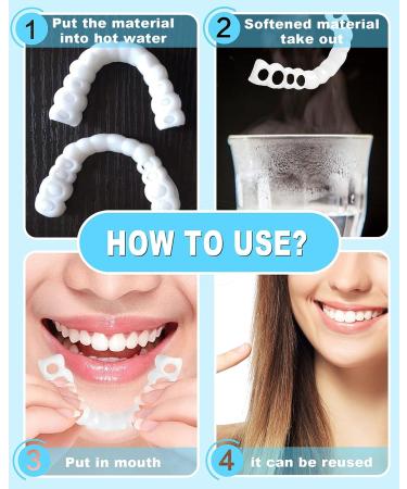 4 PCS Fake Teeth Veneers for Women and Men - Comfortable Dentures for Upper and Lower Jaw, Natural Shade Fit Dental Veneers - Temporary Teeth Restoration - Buy Online on GoSupps.com