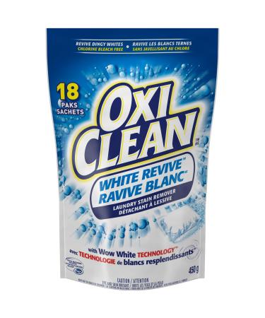 OxiClean White Revive Enzyme Laundry Stain Remover Paks Effective on Grease Blood Wine Stains and More - Colour Safe Chlorine Bleach-Free 18 Counts