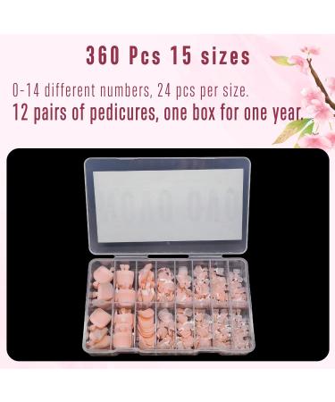 NOVO OVO Fake Toe Nail Tips - 360Pcs Soft Gel Toenail Extensions - Light Pink French Tips - DIY Full Cover Matte False Nails - 15 Sizes - Buy Online on GoSupps.com