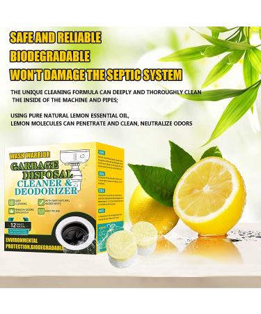 Wash Warrior Garbage Disposal Cleaner & Deodorizer Scrubbing Pack - 12pcs Lemon Scented Foaming Drain Cleaner for Kitchen Sink Care - Buy Online on GoSupps.com