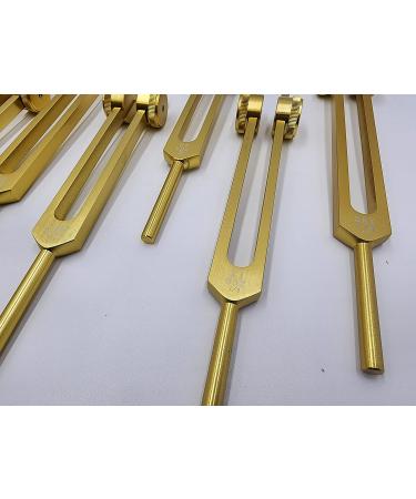 YANTRA Sacred Solfeggio Gold Color Weighted Tuning Forks Set of 9 DNA Repair with Striker and Velvet Bag - Buy Online on GoSupps.com