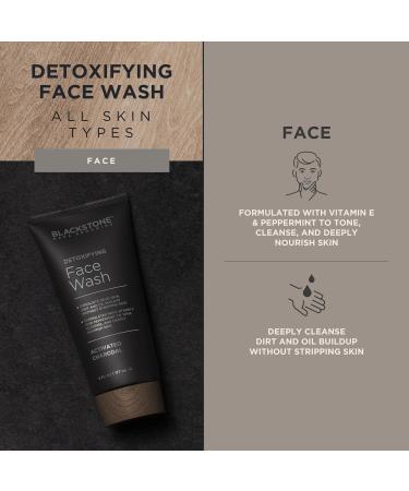 Blackstone Men's Grooming Detoxifying Face Wash - Vitamin E & Peppermint Deep Cleansing Exfoliating Paraben & Cruelty Free Activated Charcoal Made in USA (6 Fl Oz - Buy Online on GoSupps.com