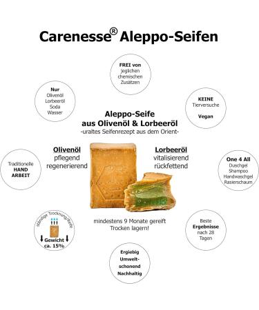 Best Soap "Aleppo" Olive Oil Soap with 45% Oliveoil & 55% Laurel Oil 200 g - for skin hair body and face vegan natural soap - Buy Online on GoSupps.com