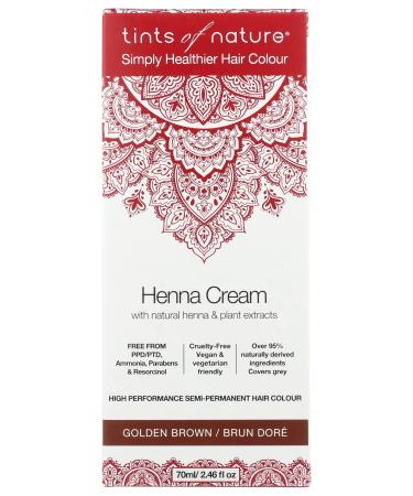 Tints of Nature Simply Healthier Hair Colour Henna Cream Golden Brown Semi-Permanent Hair Colour 2.46 Oz