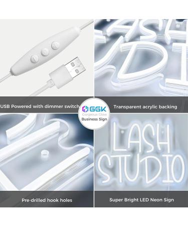 Lash Studio Neon Sign - LED Light for Salon & Beauty Studio Decor (White) - Buy Online on GoSupps.com