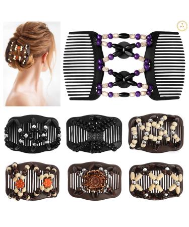 Dadabig 7 pieces of pearls hair feasts magic elastic hair clips double stretchy ridge african hair clip hair comb jewelry socket ridge wood hair clips for women girls hair accessories (7 styles) style 2 - Buy Online on GoSupps.com
