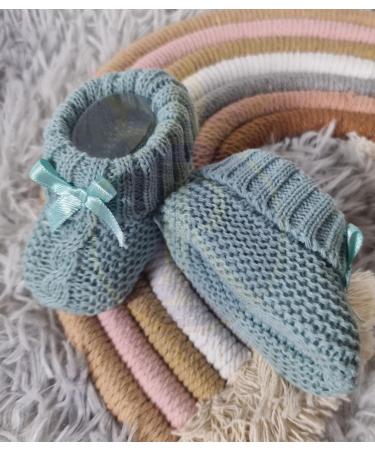 Royal Icon Soft Knitted Baby Booties with Bow for Newborns | 0-3 Months | Blue Green | Ideal for Indoor and Outdoor Use - Buy Online on GoSupps.com