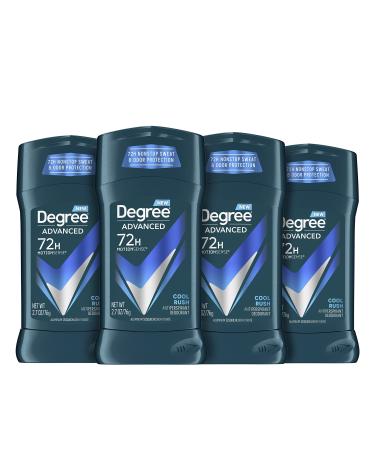 Degree Men Advanced Protection Antiperspirant Deodorant 72-Hour Sweat and Odor Protection Cool Rush Antiperspirant For Men With MotionSense Technology 2.7 oz, Pack of 4 Fresh