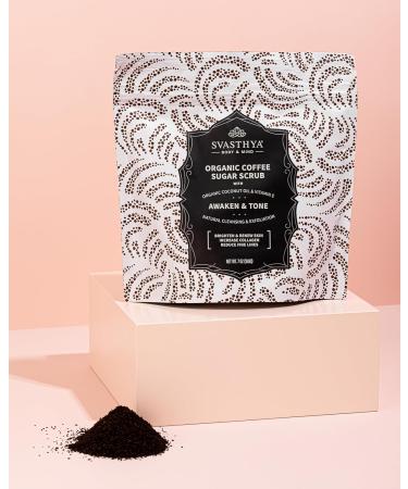 SVASTHYA BODY & MIND Organic Coffee Sugar Scrub | Vegan Exfoliating Scrub with Vitamin E Almond & Coconut Oil for Glowing Skin | 7 oz - Made in the USA - Buy Online on GoSupps.com